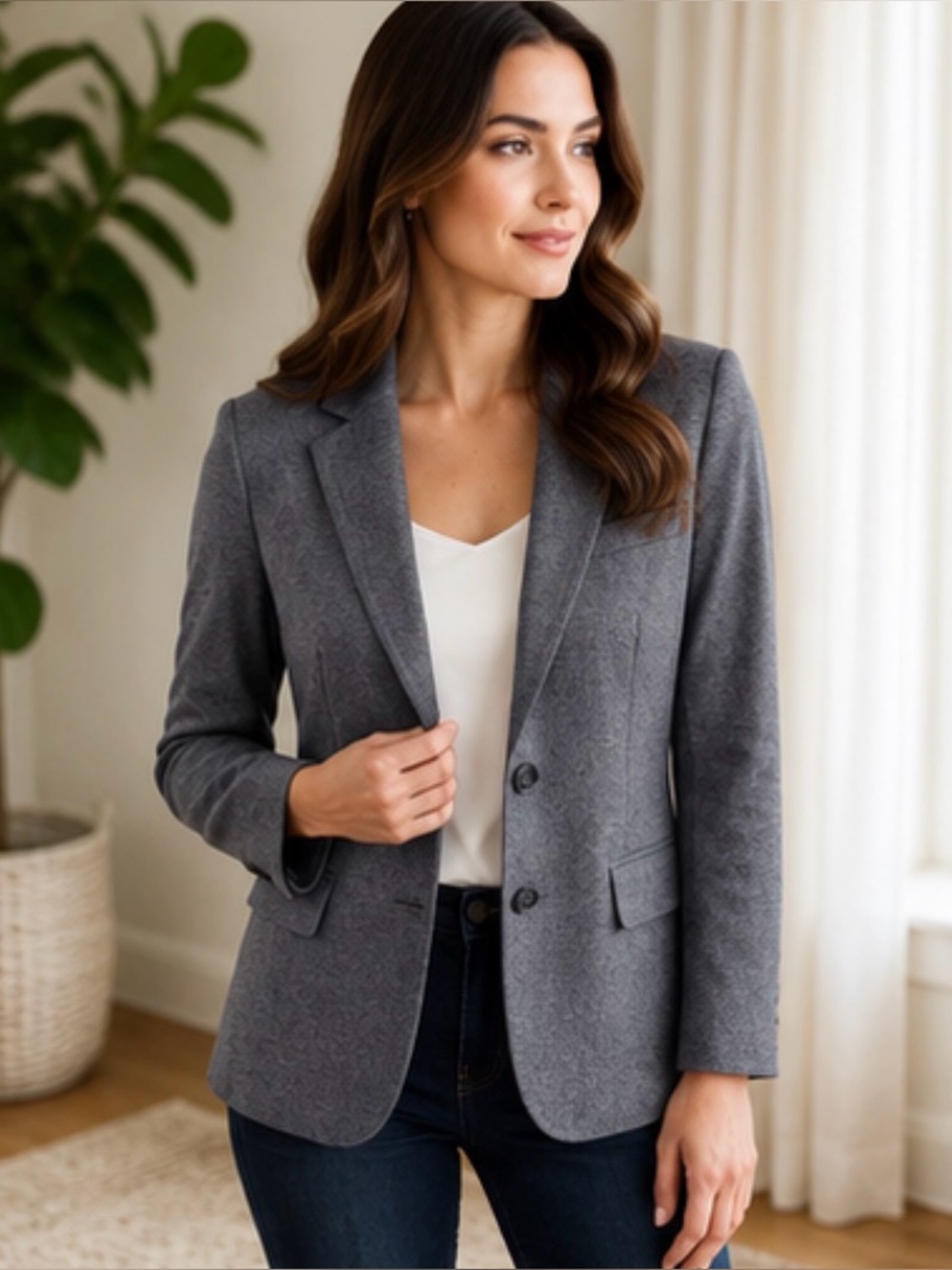 Wool Talbots Women's Grey Tailored Blazer
